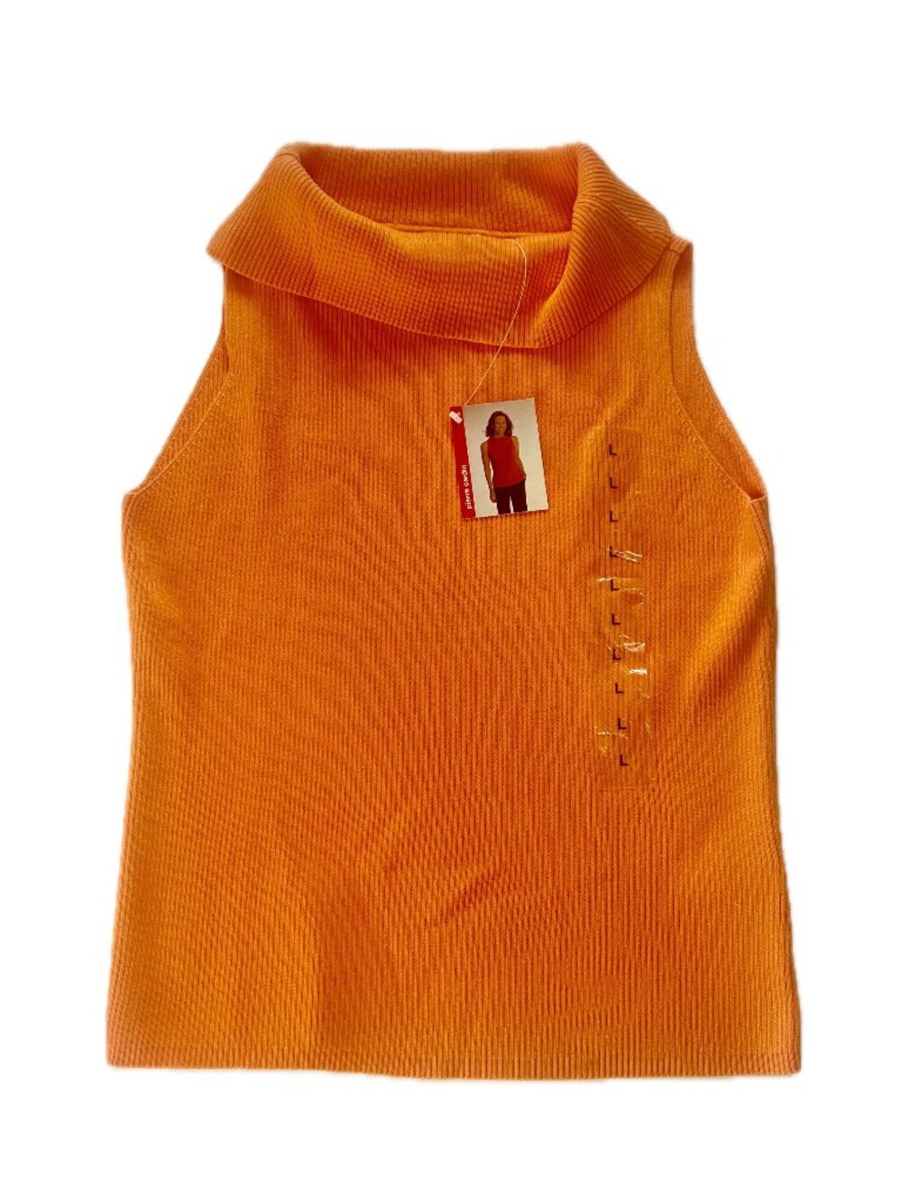 Vintage 90s 2000s Pierre Cardin Sleeveless Marilyn Top Cotton Orange Boatneck L